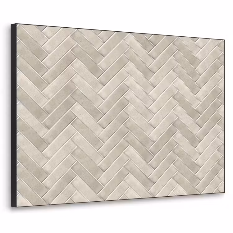 Visgraat - Wandtegel - Beige Textielframe zwart klein 947 -3d