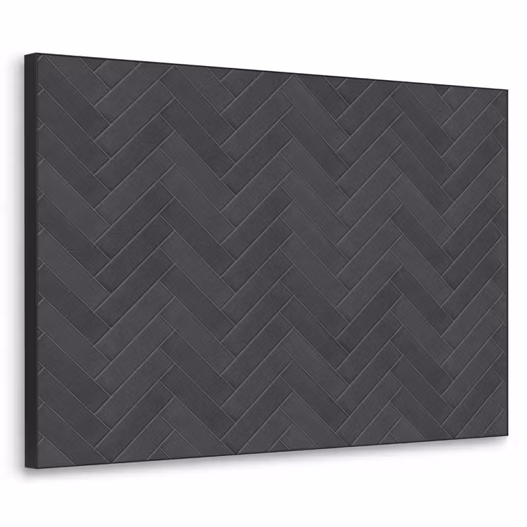 Visgraat - Wandtegel - Donkergrijs Textielframe zwart klein 947 -3d