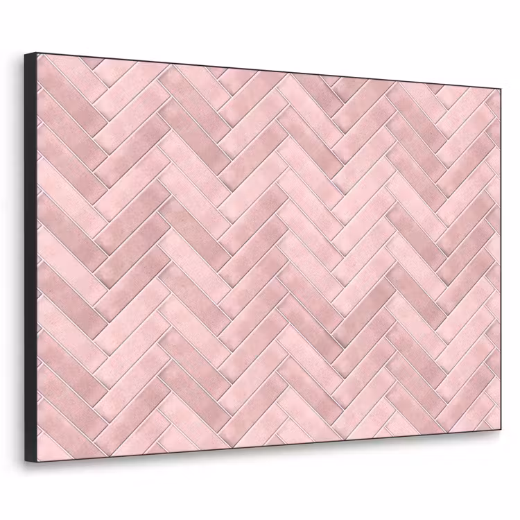 Visgraat - Wandtegel - Lichtroze Textielframe zwart klein 947 -3d