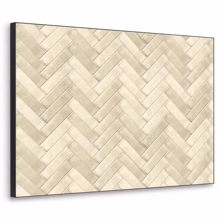Visgraat - Wandtegel - Licht Beige Textielframe zwart klein 947 -3d