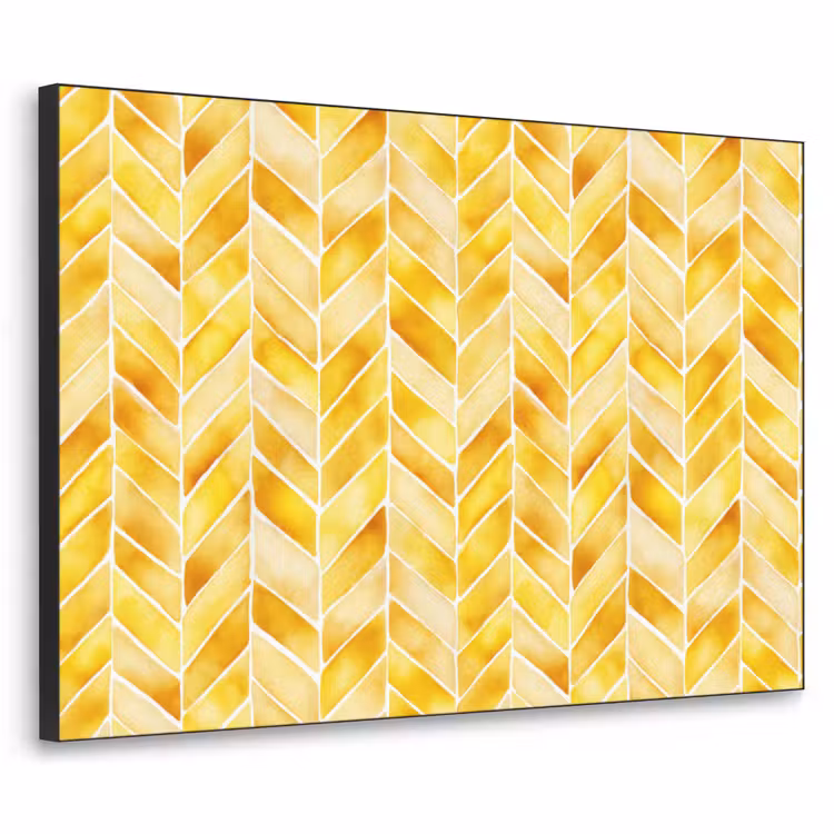 Visgraat - Aquarel - Patronen - Goudgeel Textielframe zwart klein 947 -3d