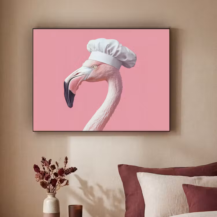 Flamingo - Roze - Koksmuts - Vogel Textielframe - compleet frame klein -sfeer1