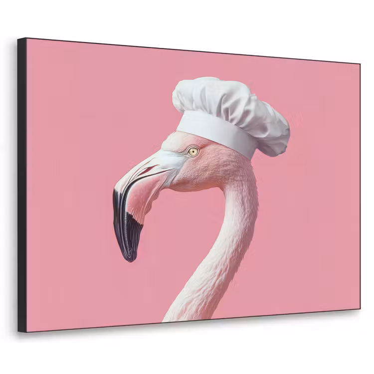 Flamingo - Roze - Koksmuts - Vogel Textielframe zwart klein -3d