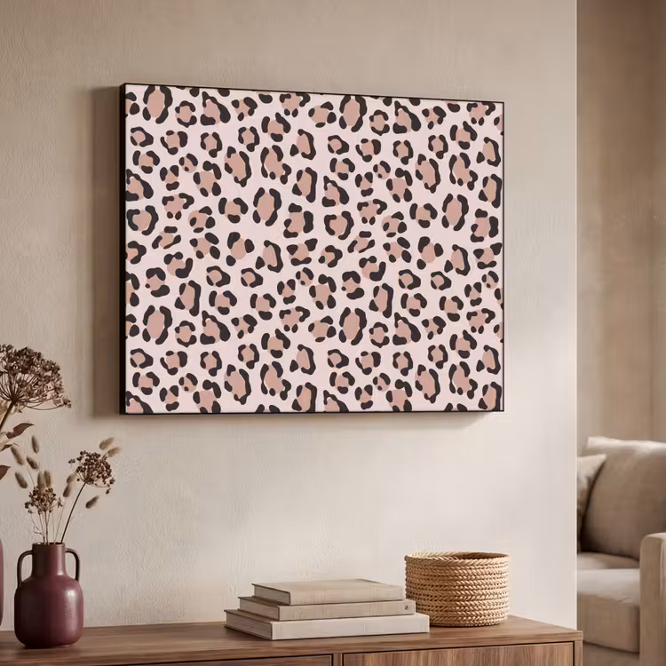 Vlekken - Beige - Luipaard Textielframe zwart klein 947 -sfeer3