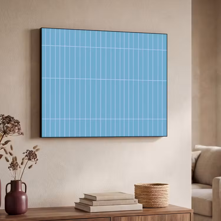 Tegel - Langwerpig - Patroon - Blauw Textielframe zwart klein 947 -sfeer3