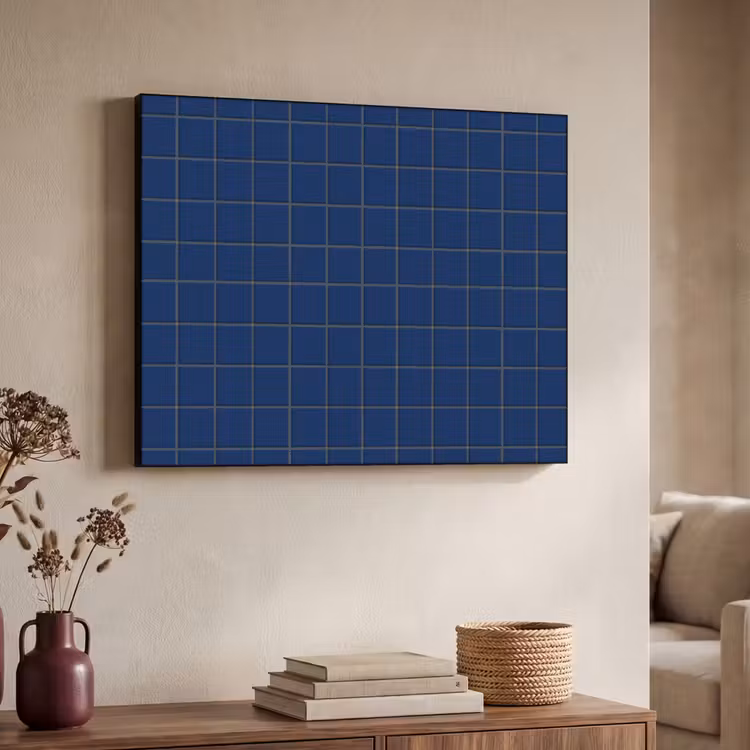 Tegel - Patroon - Blauw Textielframe zwart klein 947 -sfeer3