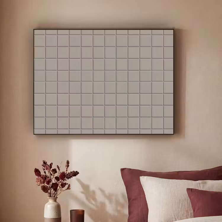 Tegel - Patroon Kiezel - Grijs Textielframe zwart klein 947 -sfeer1