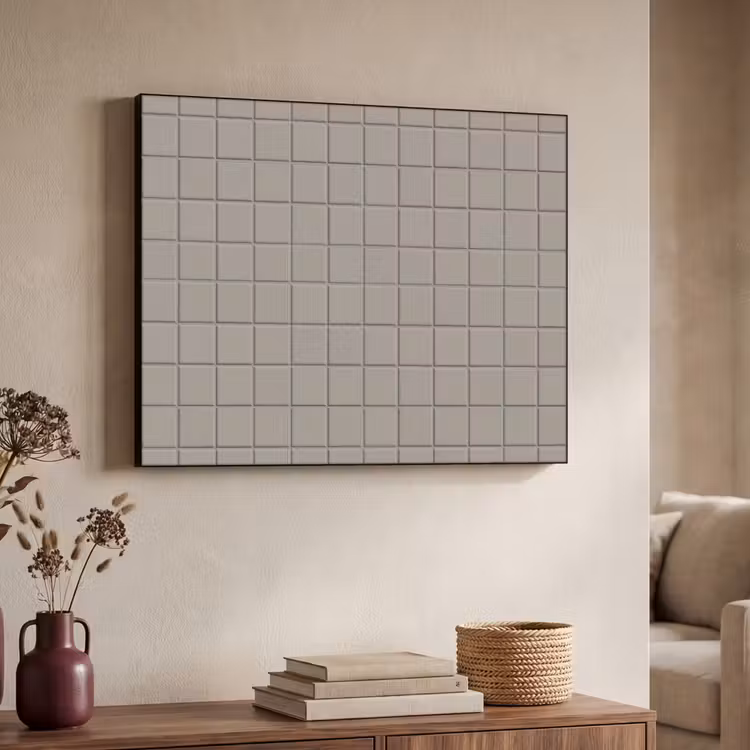 Tegel - Patroon Kiezel - Grijs Textielframe zwart klein 947 -sfeer3