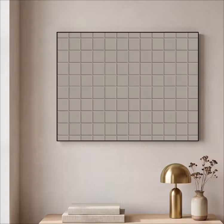 Tegel - Patroon Kiezel - Grijs Textielframe zwart klein 947 -sfeer2