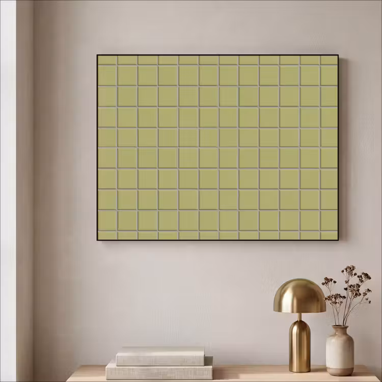 Tegel - Patroon - Olijfgroen Textielframe zwart klein 947 -sfeer2