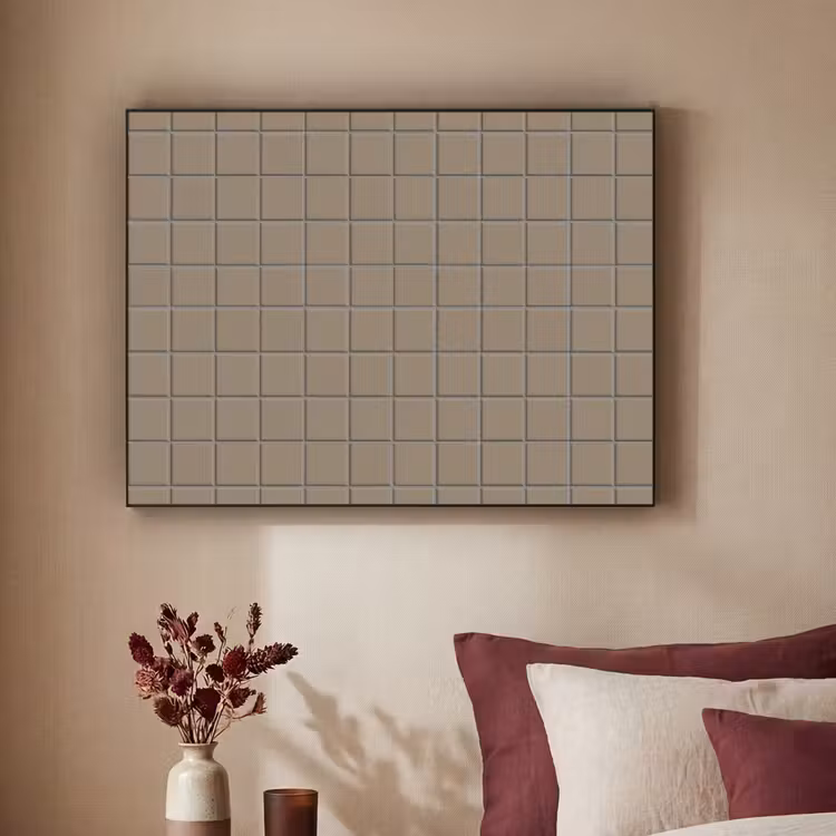 Tegel - Patroon - Taupe Textielframe zwart klein 947 -sfeer1
