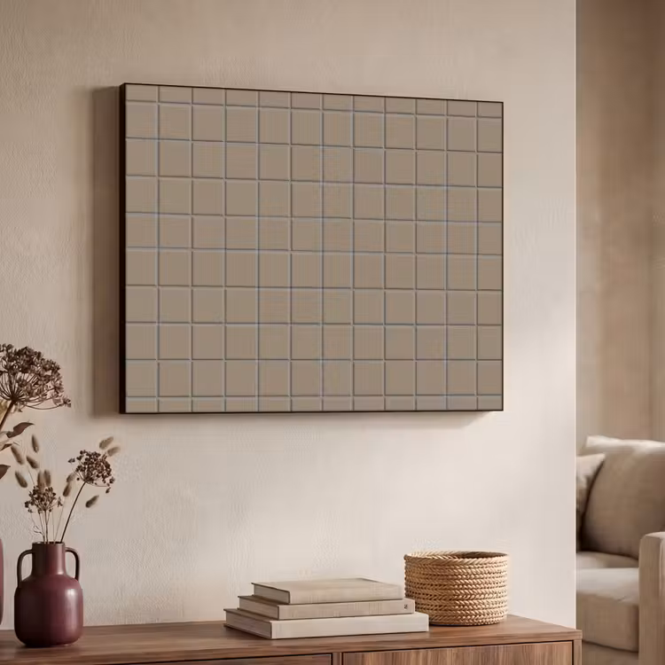 Tegel - Patroon - Taupe Textielframe zwart klein 947 -sfeer3