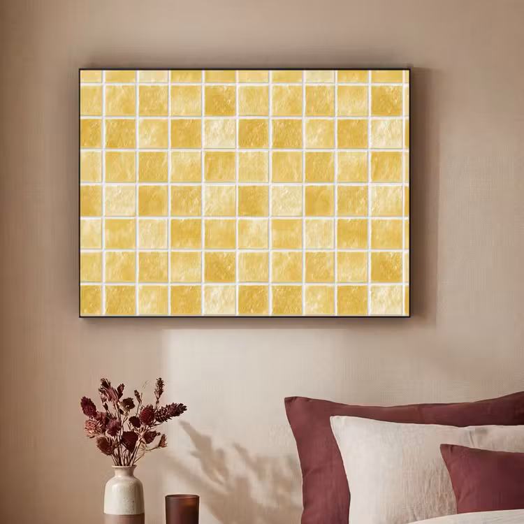 Tegels - Mozaïek - Textuur - Goudgeel Textielframe zwart klein 947 -sfeer1