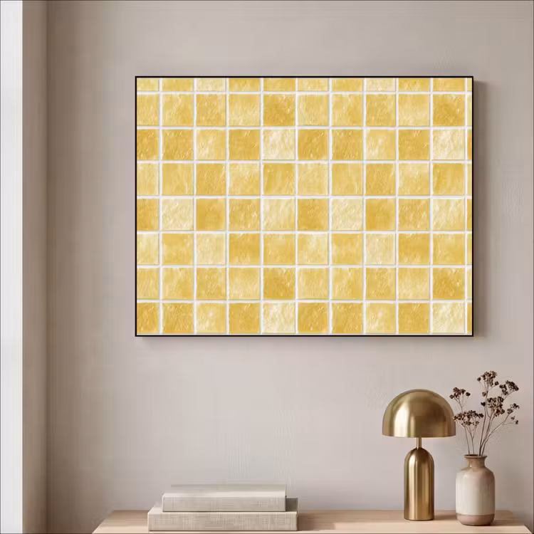 Tegels - Mozaïek - Textuur - Goudgeel Textielframe zwart klein 947 -sfeer2