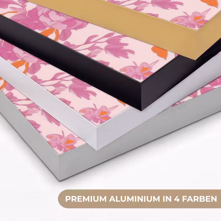 Bloemenpatroon - Roze - Oranje - Bloemen Textielframe zwart klein -USP_kleurenDE