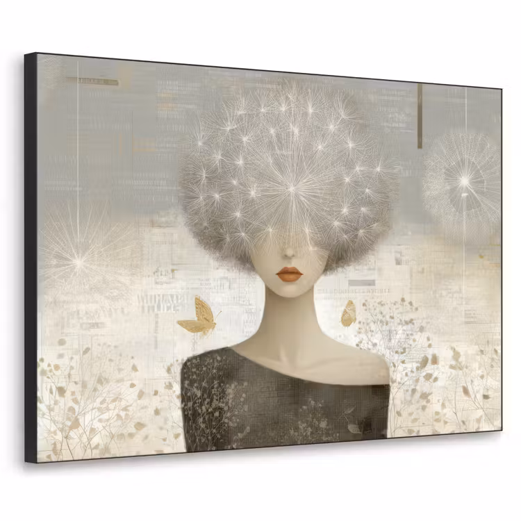 Pluis - Vrouw - Beige Textielframe - compleet frame klein -3d