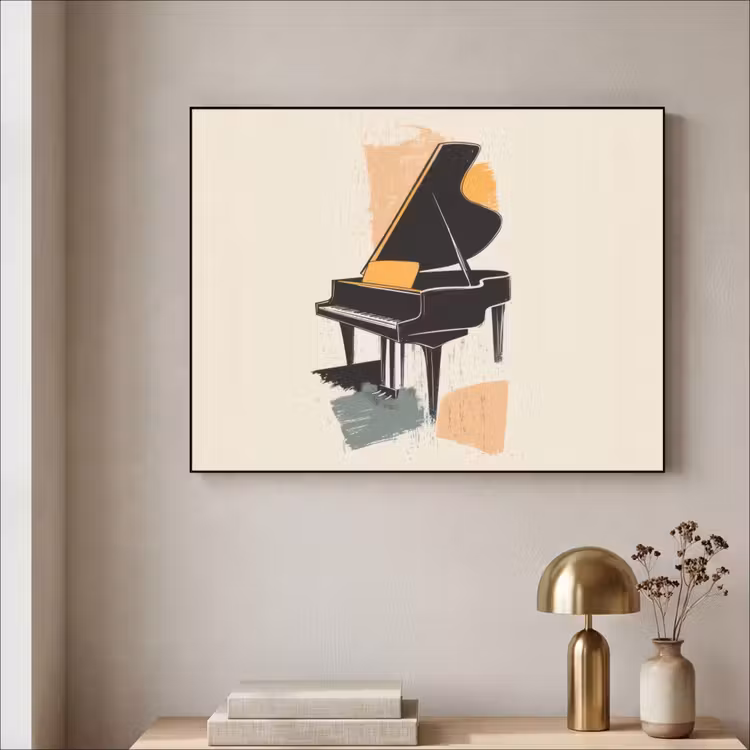 Vleugel - Zwart - Abstract - Illustratie Textielframe - compleet frame klein -sfeer2