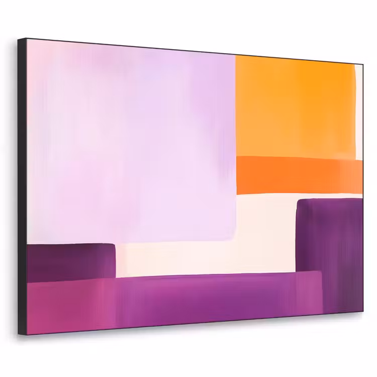 Vlakken - Abstract - Rechthoekig - Oranje Textielframe - compleet frame klein -3d
