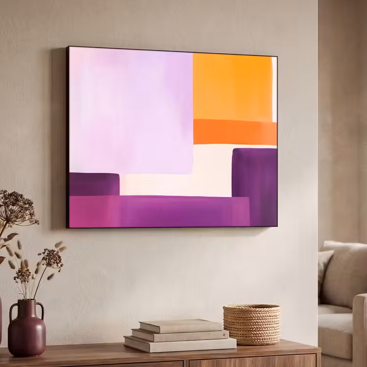 Vlakken - Abstract - Rechthoekig - Oranje Textielframe - compleet frame klein -sfeer3
