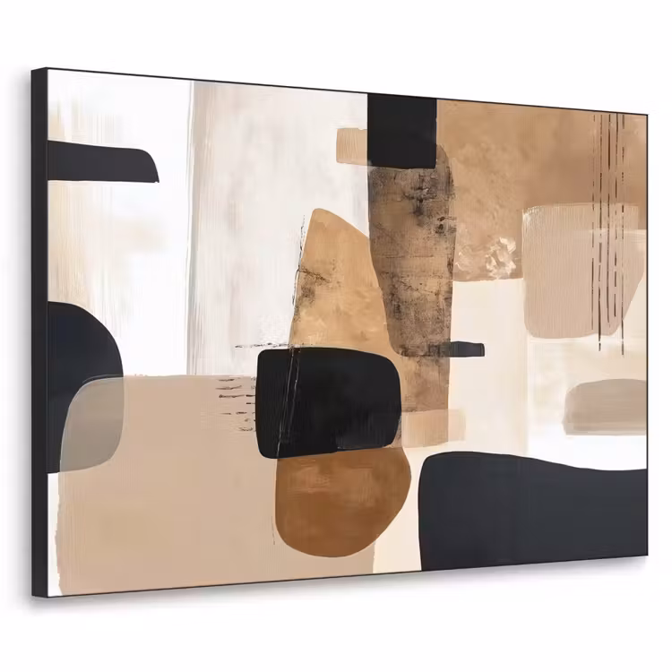 Vlakken - Abstract - Zwart - Strepen Textielframe - compleet frame klein -3d