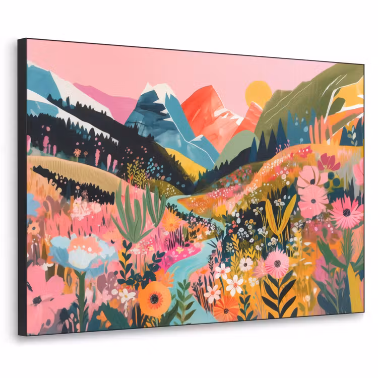 Rivier - Diepte - Bloemen Textielframe - compleet frame klein -3d
