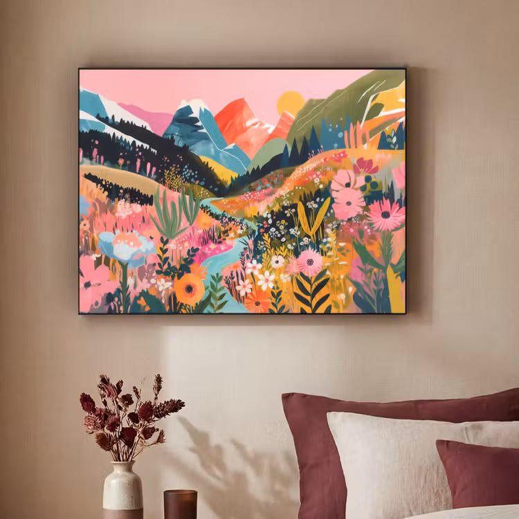 Rivier - Diepte - Bloemen Textielframe - compleet frame klein -sfeer1
