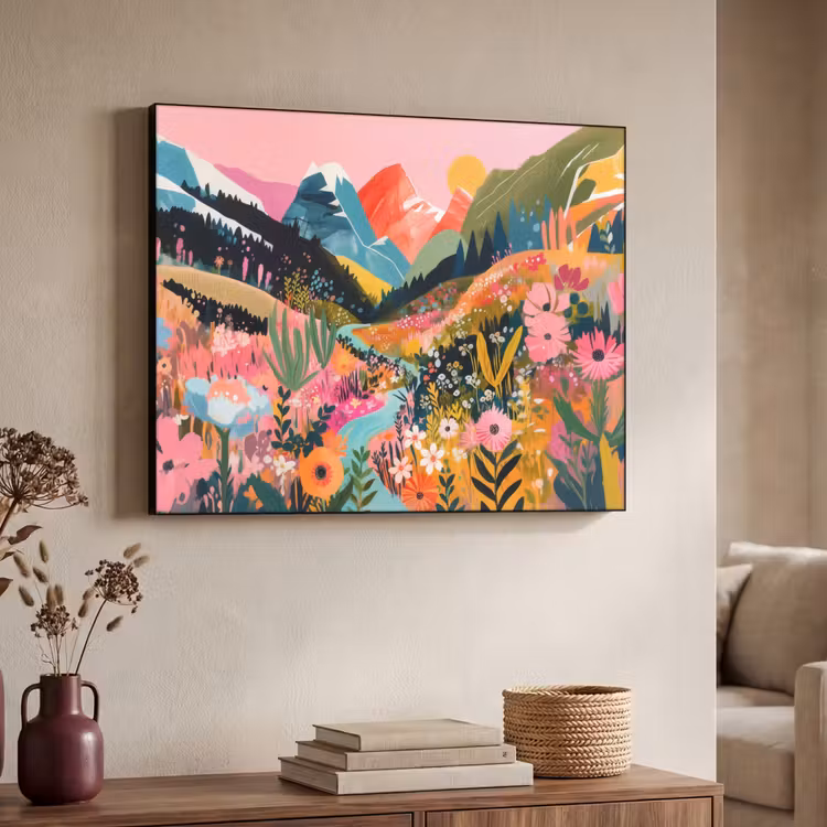 Rivier - Diepte - Bloemen Textielframe - compleet frame klein -sfeer3