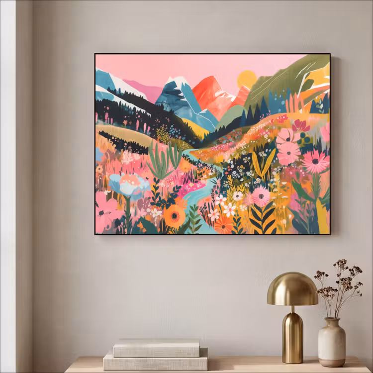 Rivier - Diepte - Bloemen Textielframe - compleet frame klein -sfeer2