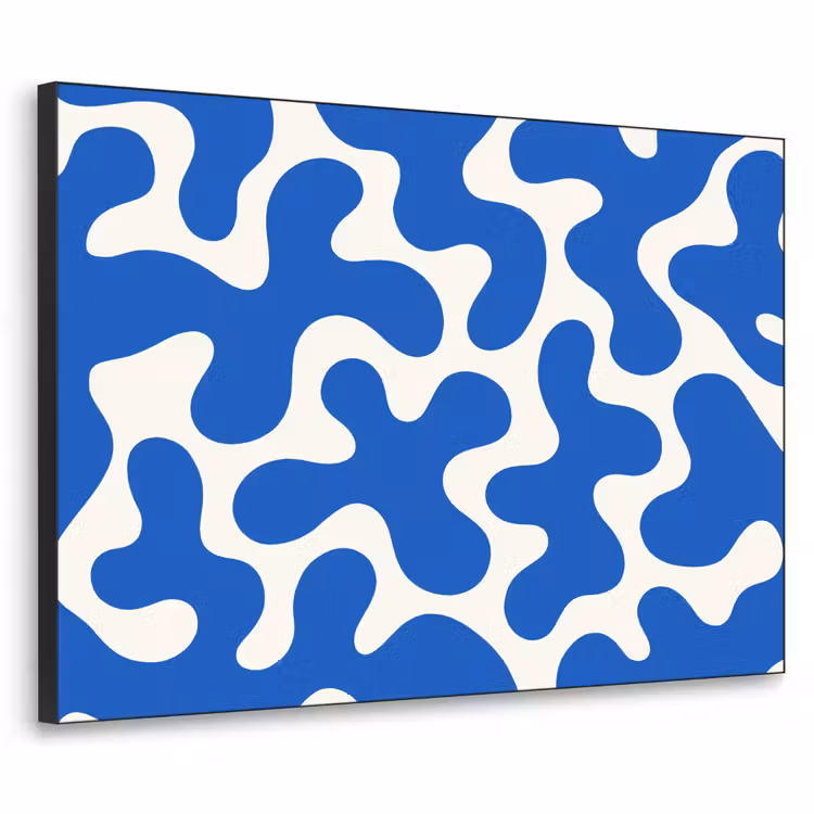 Vormen - Abstract - Blauw - Golven Textielframe - compleet frame klein -3d