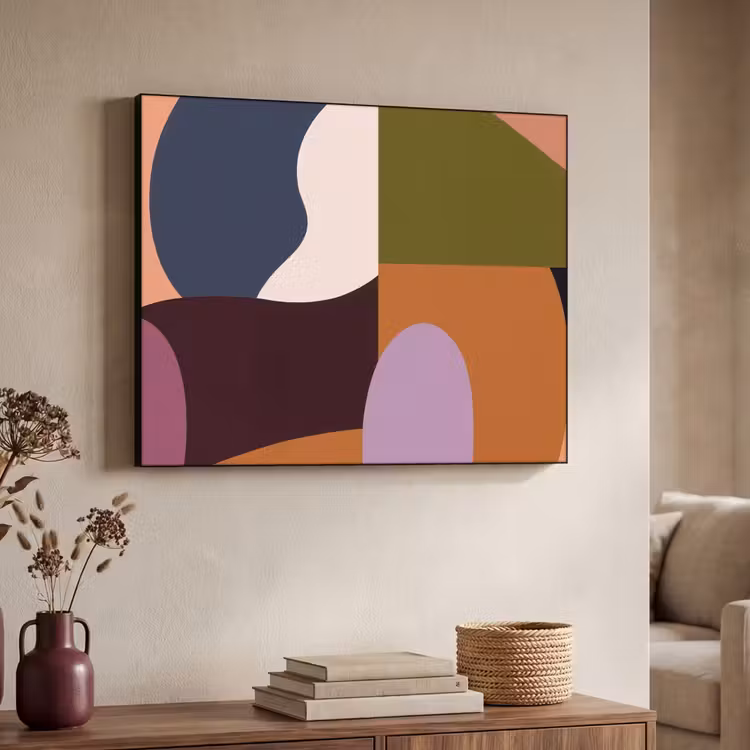 Vormen - Abstract - Kleuren - Vierkant Textielframe - compleet frame klein -sfeer3