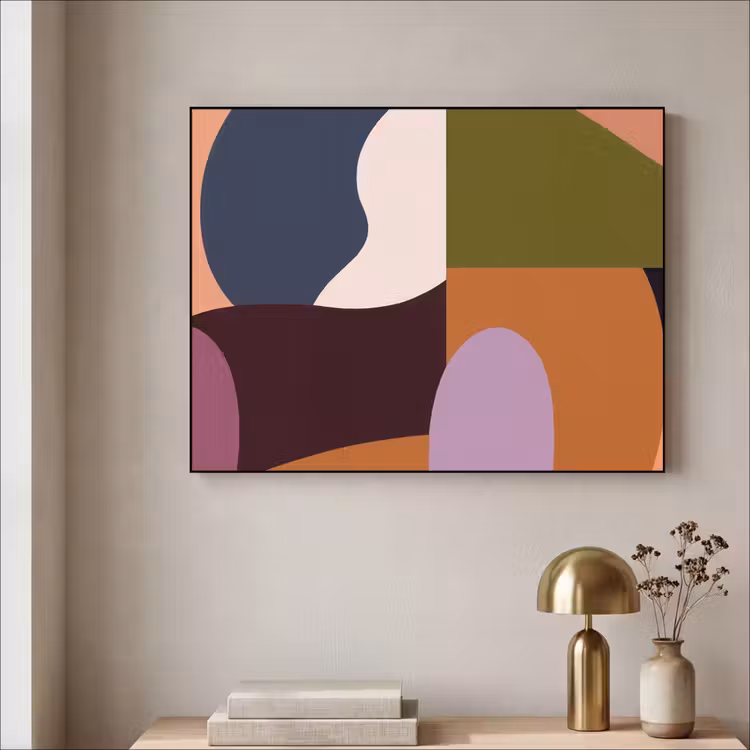 Vormen - Abstract - Kleuren - Vierkant Textielframe zwart klein -sfeer2
