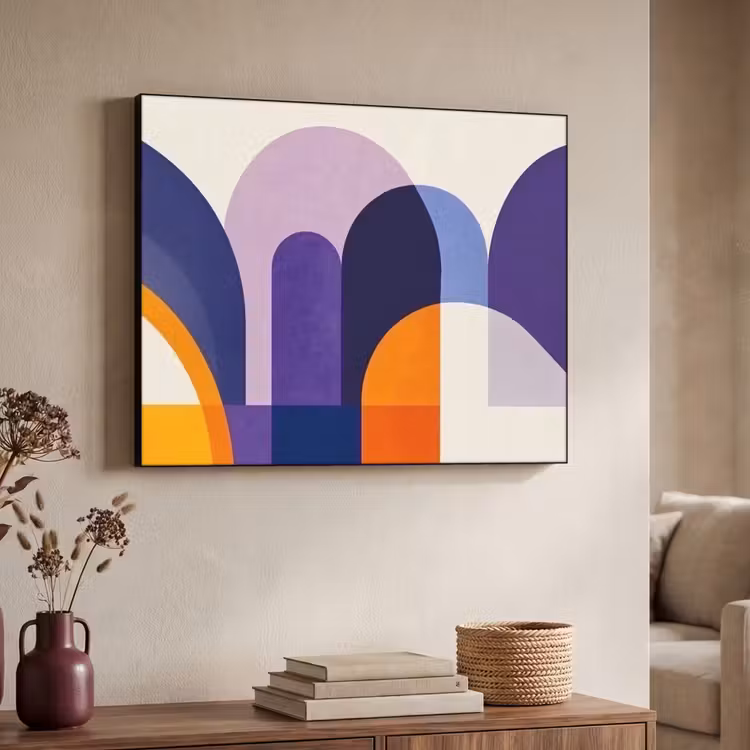 Vormen - Abstract - Grafisch - Oranje Textielframe zwart klein -sfeer3