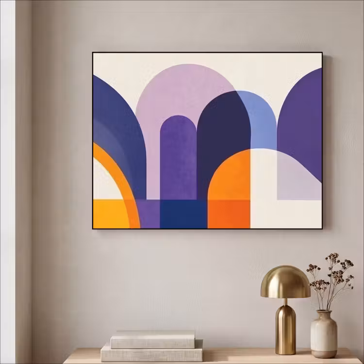 Vormen - Abstract - Grafisch - Oranje Textielframe - compleet frame klein -sfeer2