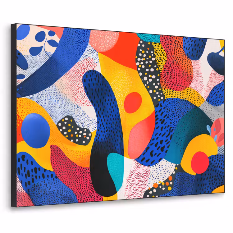 Vormen - Abstract - Stippels - Blauw Textielframe zwart klein -3d