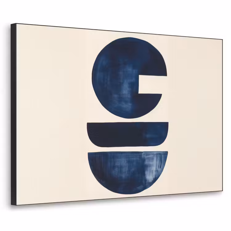Vormen - Blauw - Abstract Textielframe - compleet frame klein -3d