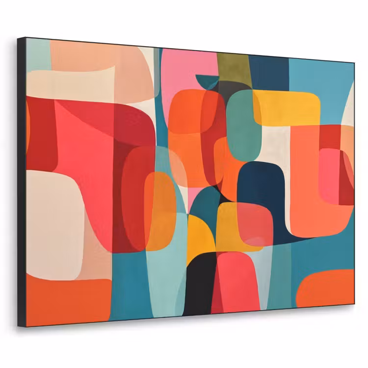 Vormen - Kleurrijk - Abstract - Vlakken Textielframe zwart klein -3d