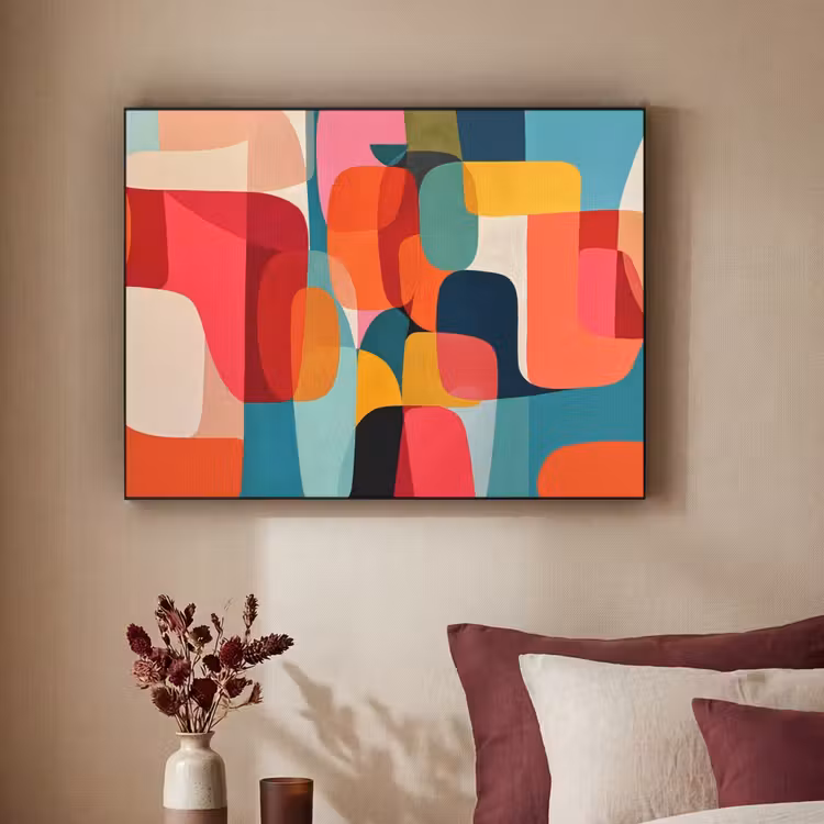 Vormen - Kleurrijk - Abstract - Vlakken Textielframe - compleet frame klein -sfeer1
