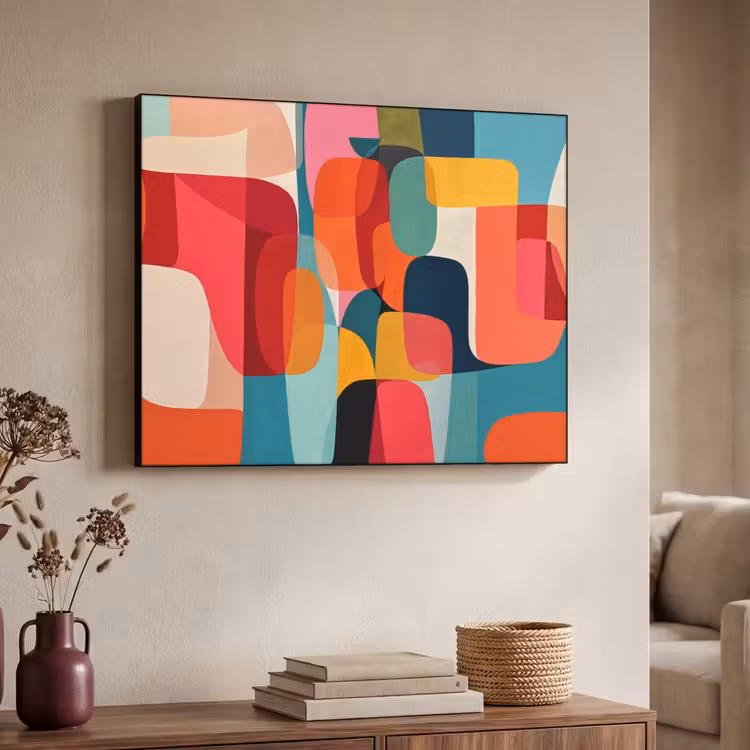 Vormen - Kleurrijk - Abstract - Vlakken Textielframe - compleet frame klein -sfeer3