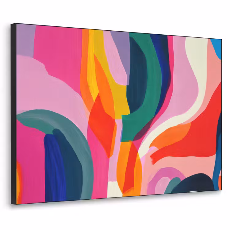 Vormen - Golvend - Abstract - Felroze Textielframe - compleet frame klein -3d