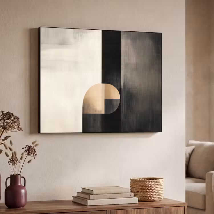 Vormen - Modern - Zwart Textielframe - compleet frame klein -sfeer3