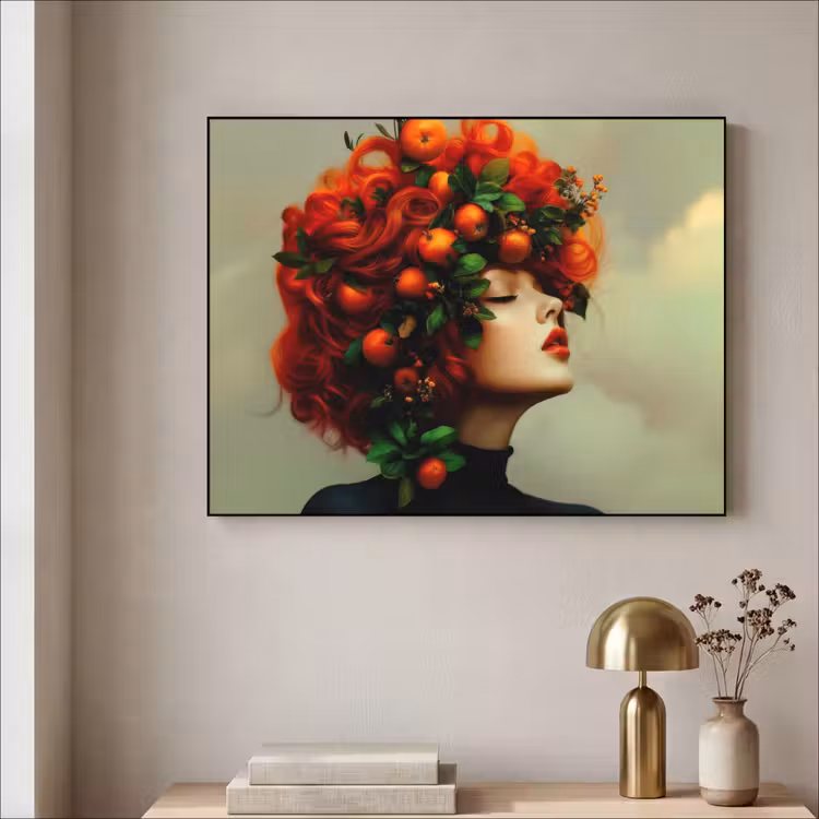 Vrouw - Appels - Rood - Bladeren Textielframe - compleet frame klein -sfeer2