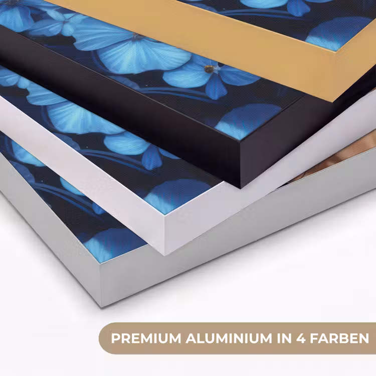 Vrouw - Blauw - Bloemen - Vlinders - Natuur Textielframe zwart klein -USP_kleurenDE