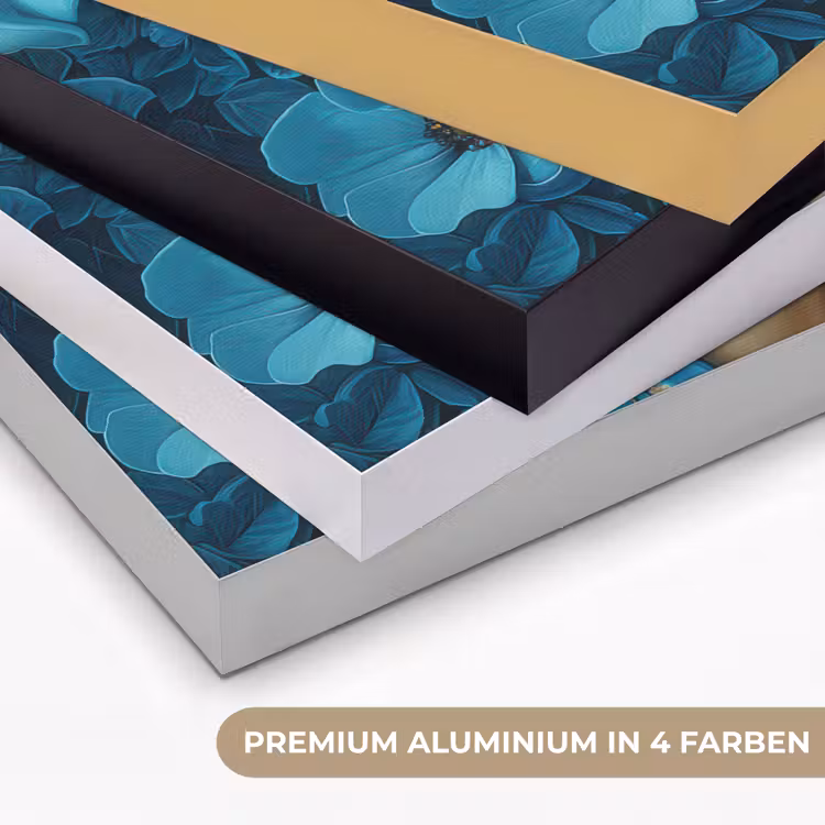 Vrouw - Bloemen - Blauw - Aesthetic - Luxe Textielframe zwart klein -USP_kleurenDE