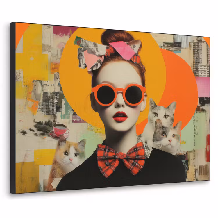 Vrouw - Bril - Strik - Retro Textielframe - compleet frame klein -3d