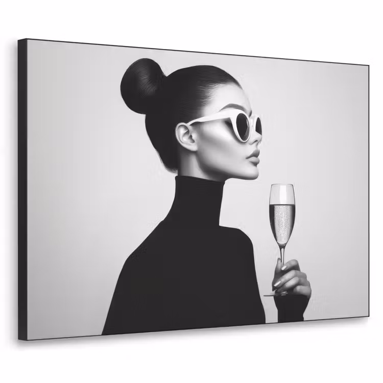 Vrouw - Champagne - Modern Textielframe zwart klein -3d