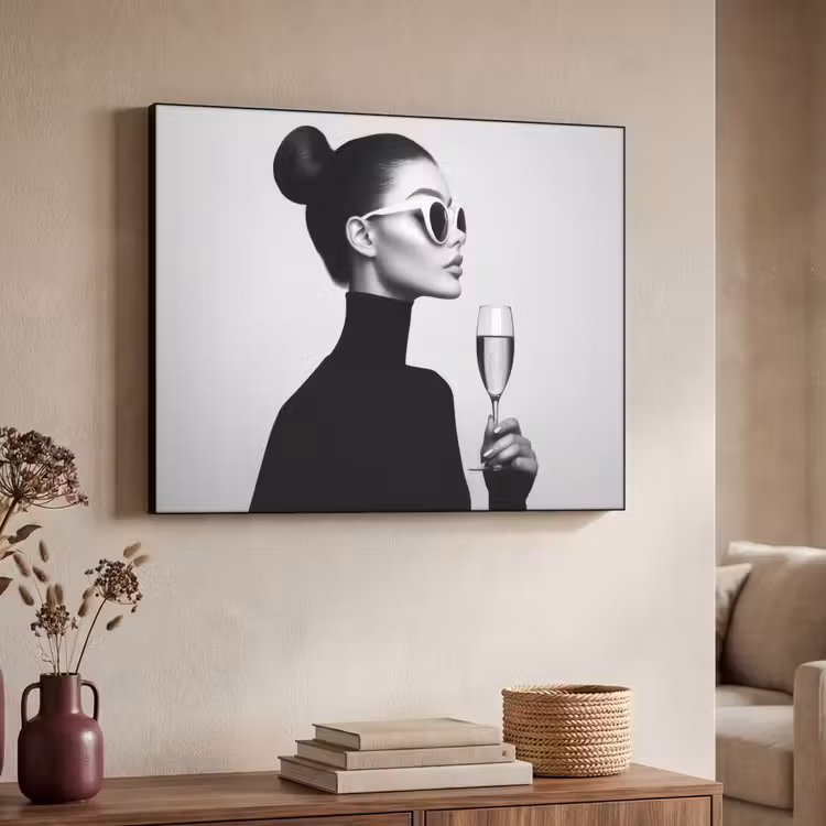 Vrouw - Champagne - Modern Textielframe - compleet frame klein -sfeer3