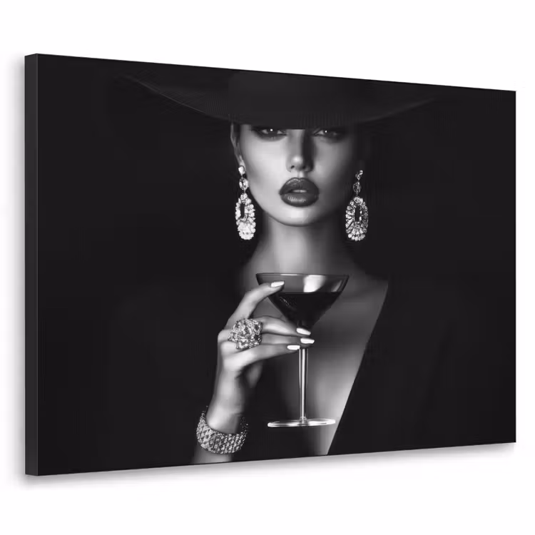 Vrouw - Cocktail - Chic Textielframe - compleet frame klein -3d
