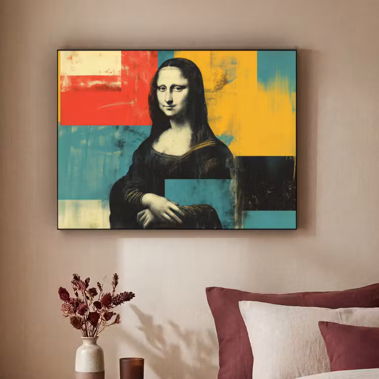 Vrouw - Kleurvlakken - Klassieke schilderkunst Textielframe zwart klein -sfeer1