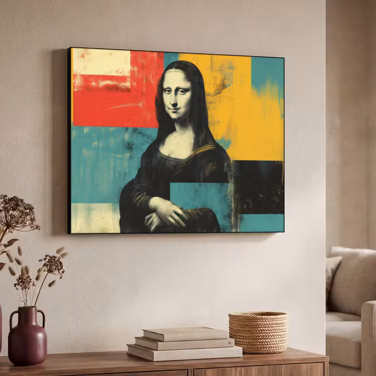 Vrouw - Kleurvlakken - Klassieke schilderkunst Textielframe - compleet frame klein -sfeer3