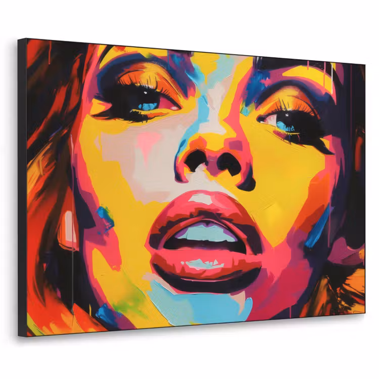 Vrouw - Gezicht - Kleurrijk Textielframe - compleet frame klein -3d